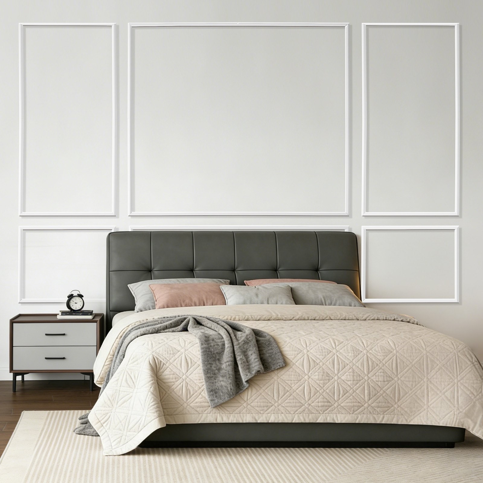 Wall Molding 3 Pack, Wainscoting Panels Kit, Lightweight Paintable Polystyrene,