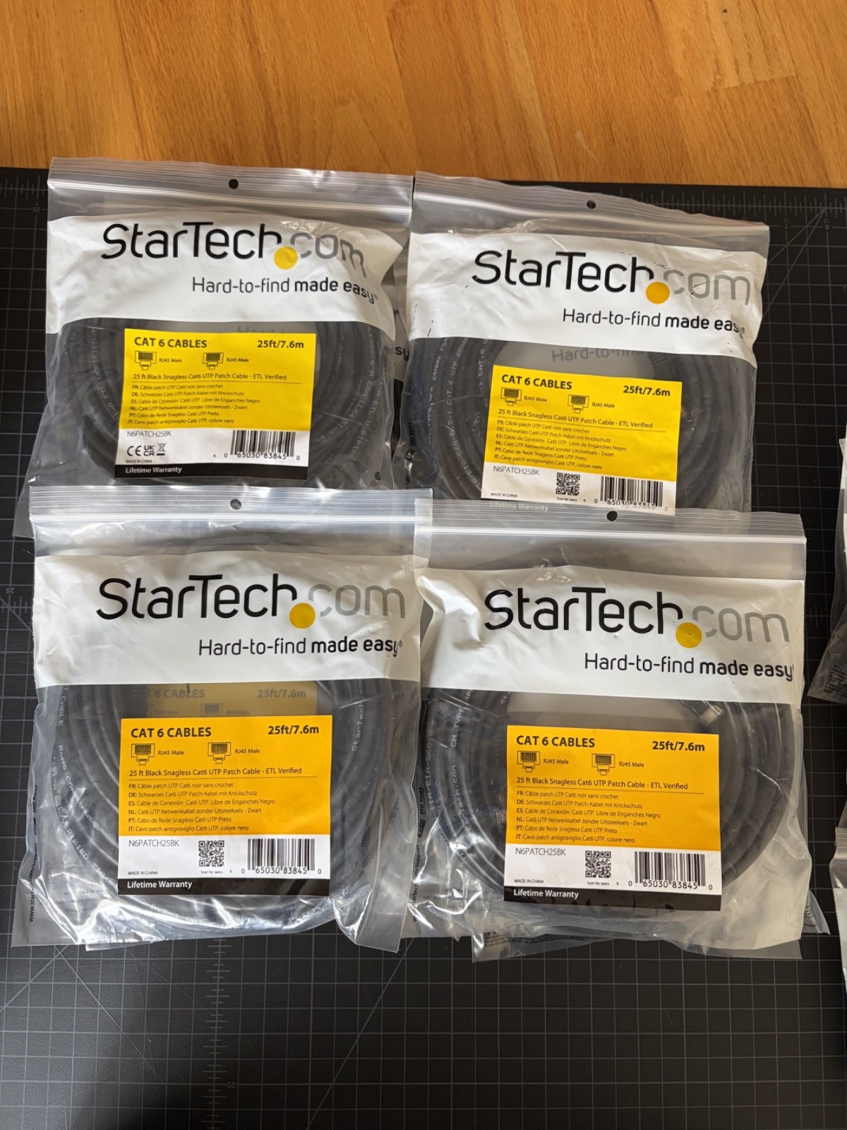 LOT OF 10 StarTech.com Cat6 25 ft RJ45 Ethernet Patch Cable Round Black – New