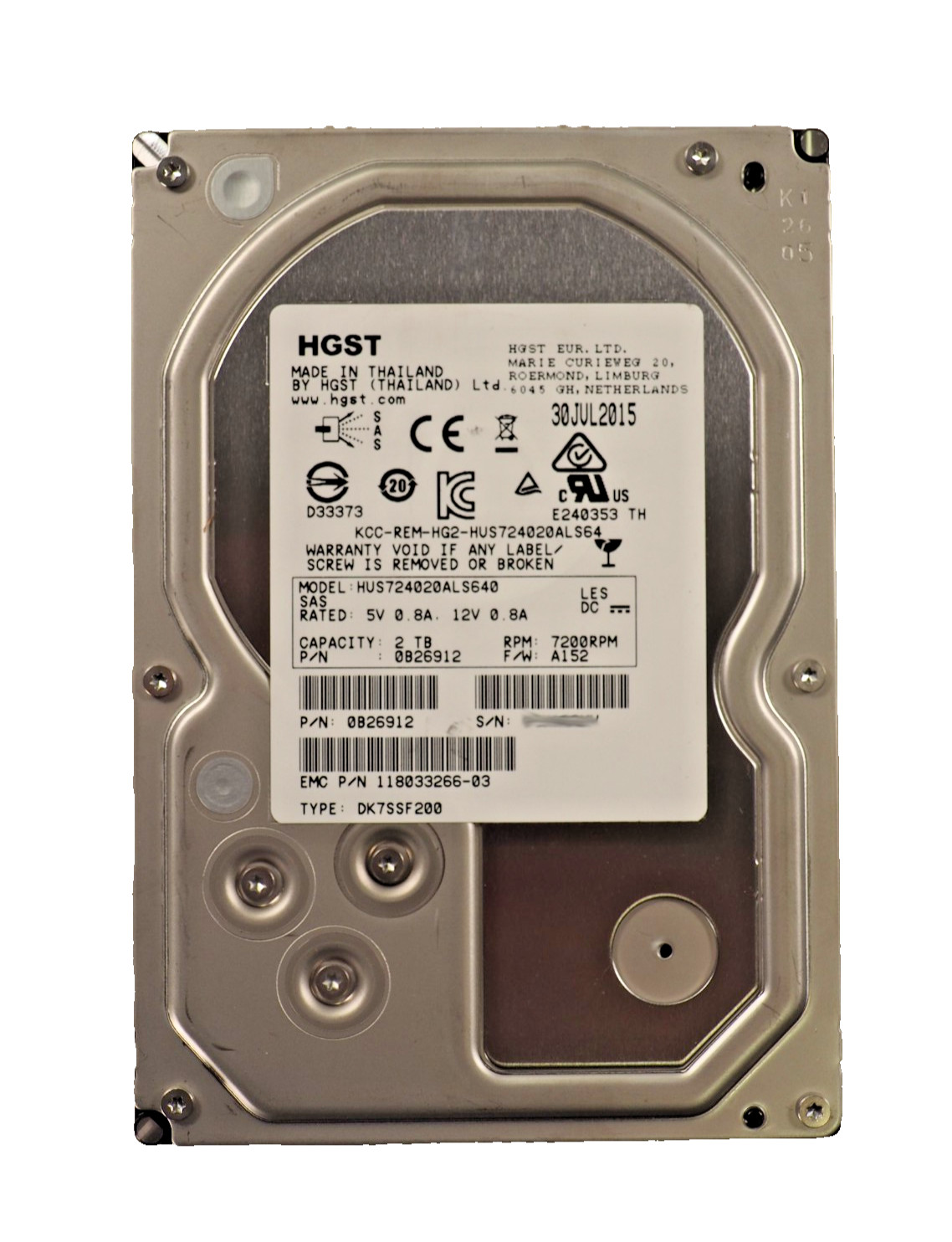 HGST HUS724020ALS640 0B26912 2TB 7.2K 3.5″ SAS HDD Server Hard Drive