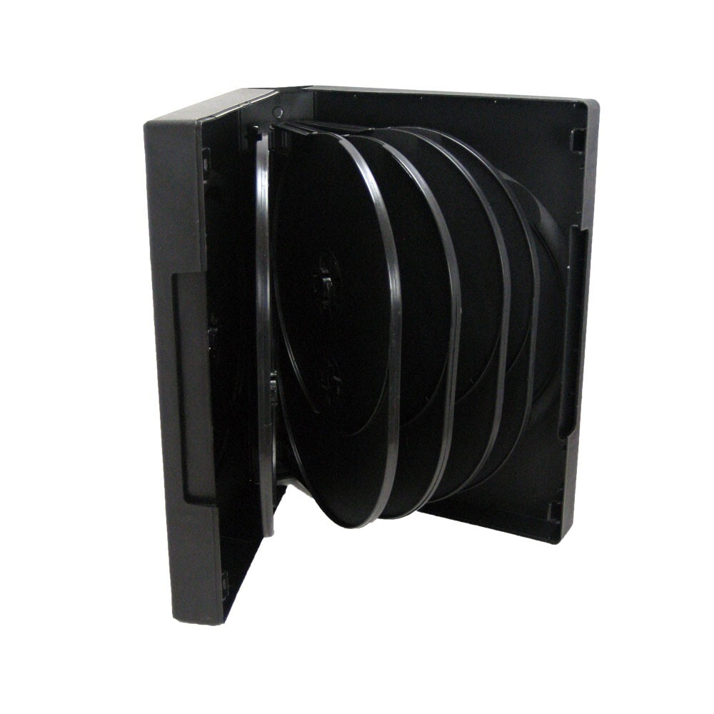One Maxtek Black 12 Disc DVD Cases with 5 Flip Trays and Outter Clear Sleeve