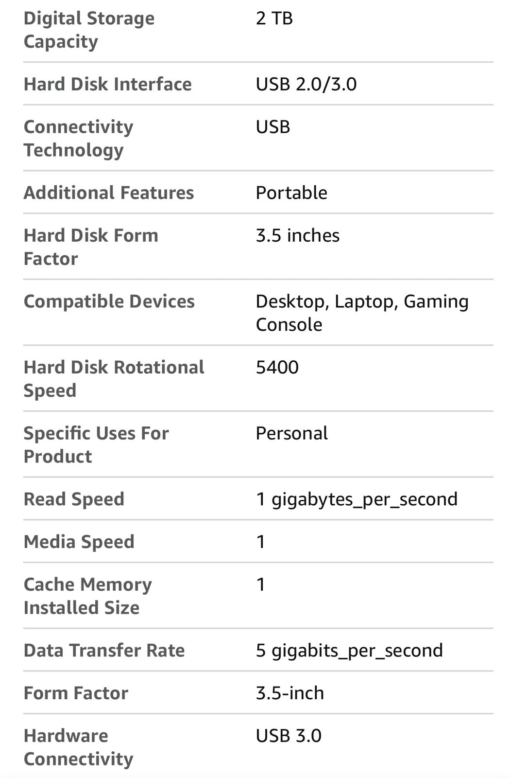 WD 2TB Elements Portable External Hard Drive USB 3.2 Gen 1/USB 3.0 (TESTED)
