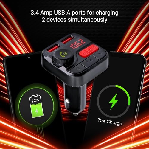 Monster Bluetooth FM Transmitter for Car Cigarette Lighter, Bass Boost, Track