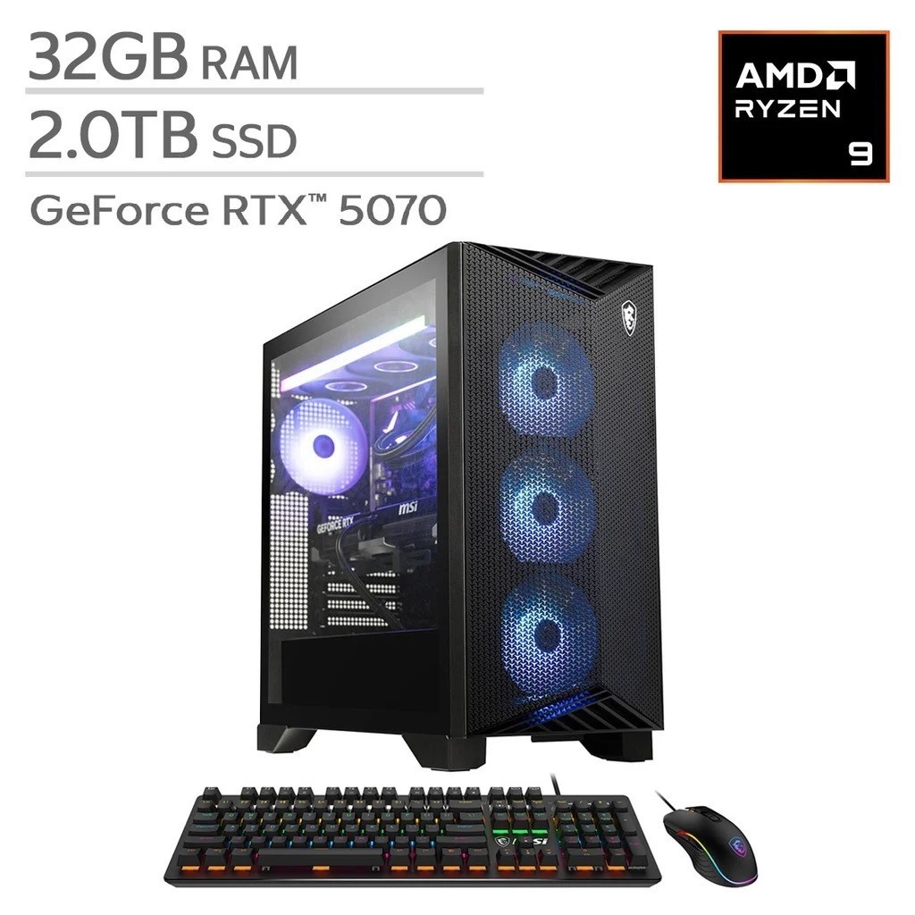 MSI Aegis Gaming Desktop Ryzen 9 9900X 32GB DDR5 2TB SSD RTX 5070 Win 11 Home