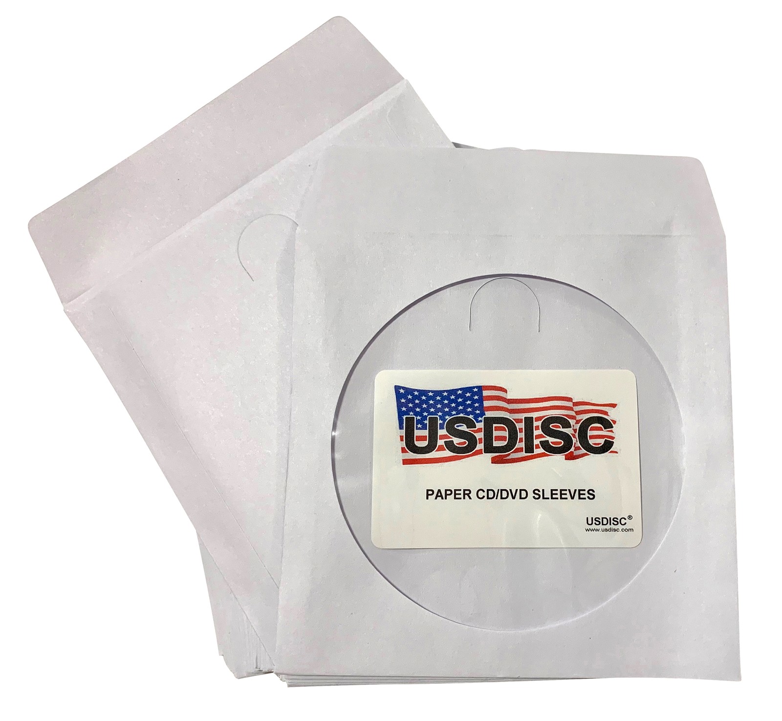 100 USDISC Paper Sleeves 100g Window, Flap (White) Lot