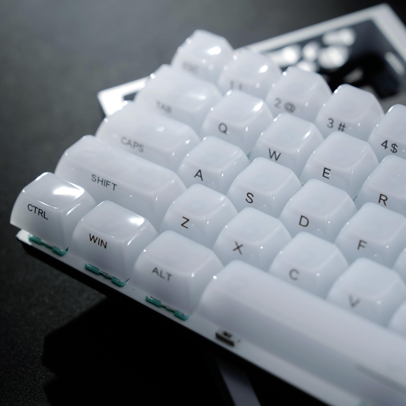 Keyboard Keycaps Jelly Ceramic Style Clear White Transparent Side Print MDA