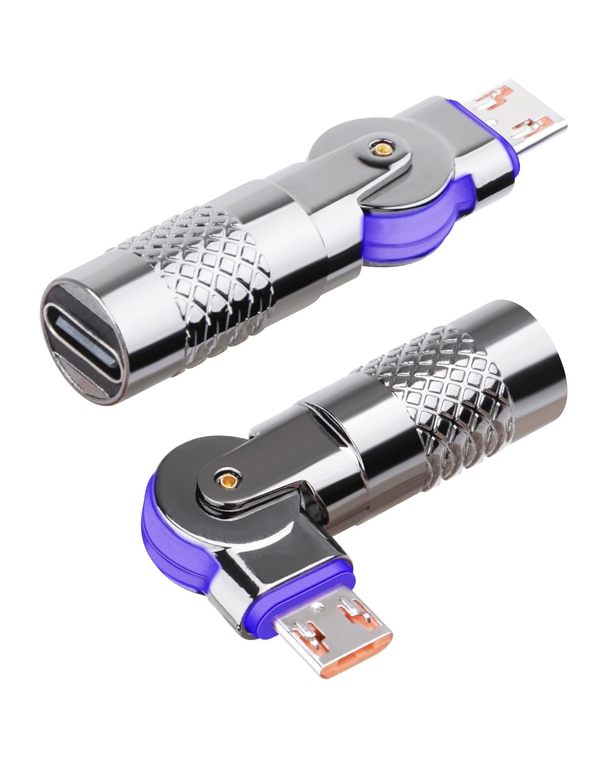 2 PCS 180 Degree Rotatable Micro USB Male To Type C Female Converter Adapter