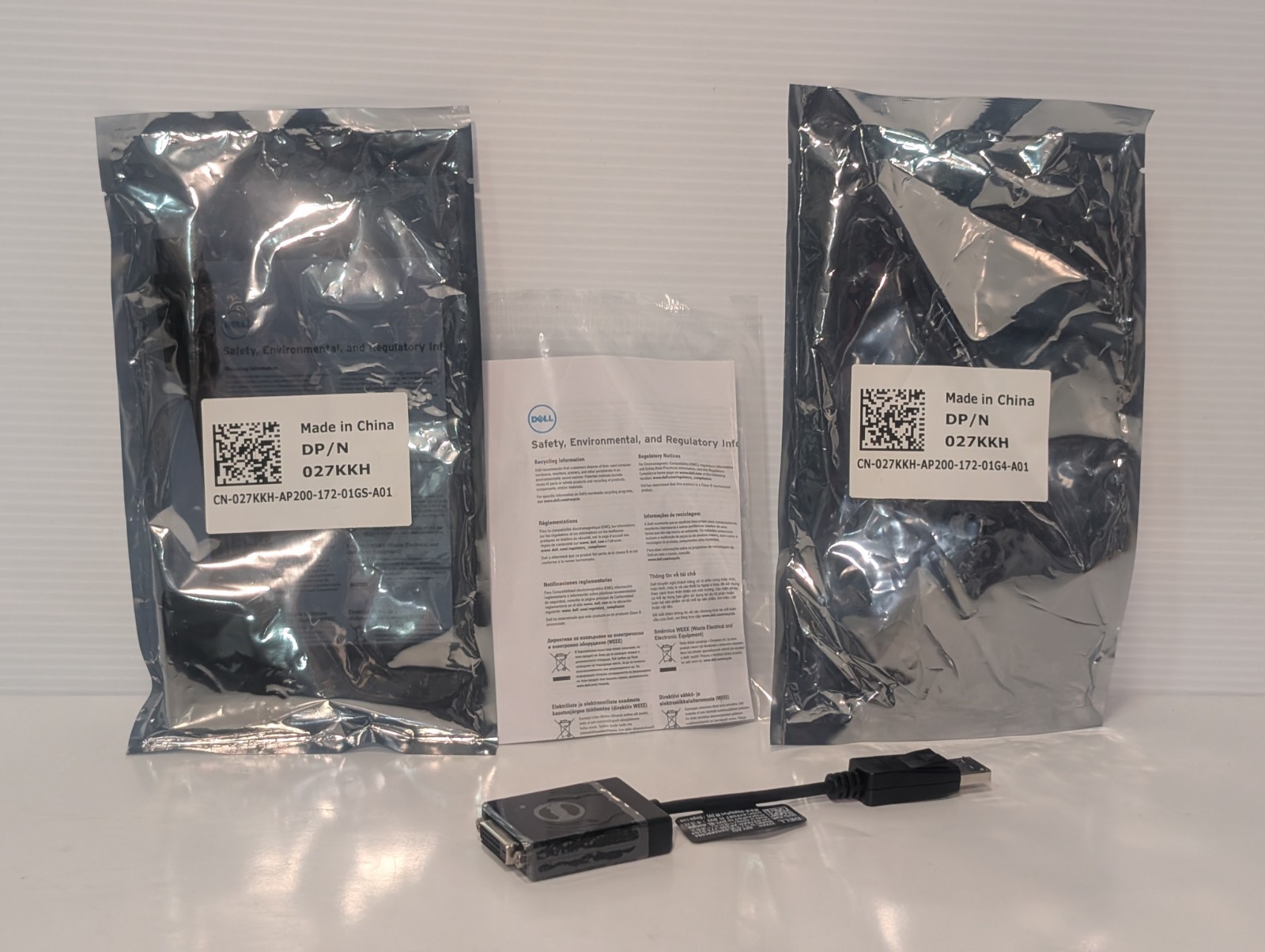 Lot of 4 Dell Adapter  Converter Dongles, (Qty 2) 857GH and (Qty 2) 027KKH