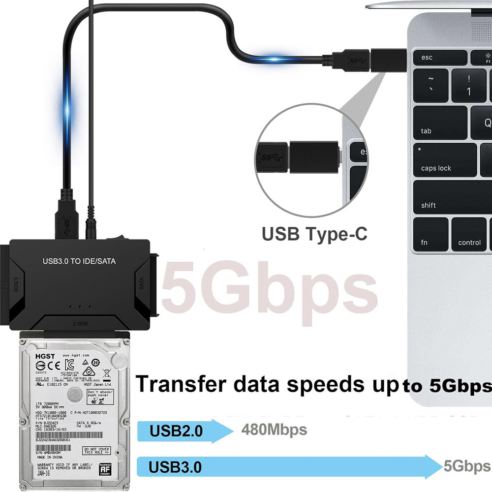 USB 3.0 To IDE/SATA Converter Adapter Kit For 2.5″/3.5″ SATA/IDE/SSD Hard Drive