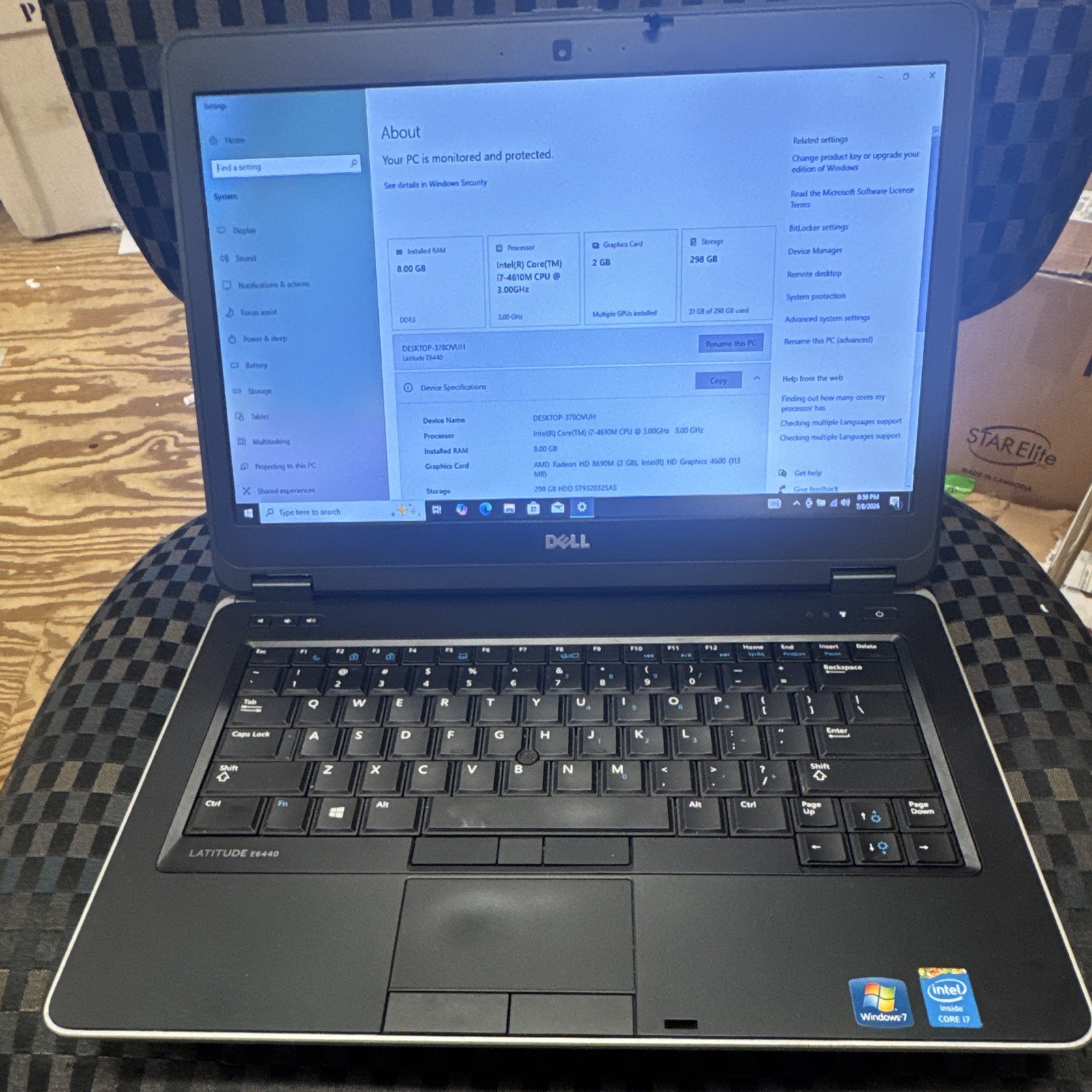 Dell Latitude E6440 14″ i7-4600M 3.00GHz 8GB 250GB HDD 8GB HDD Win 10 PRO