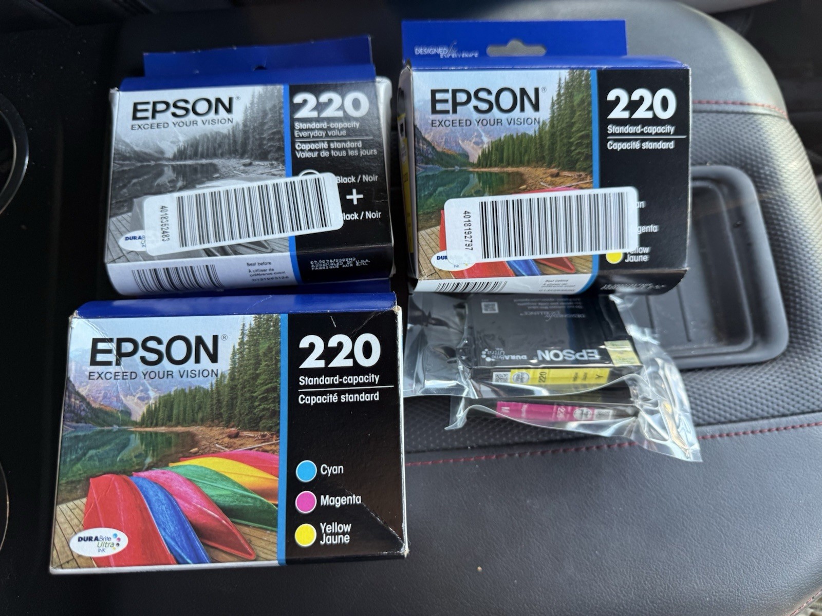 Lot Of Epson 220 Ink Black Cyan Magenta Yellow T220520 None Expired – READ