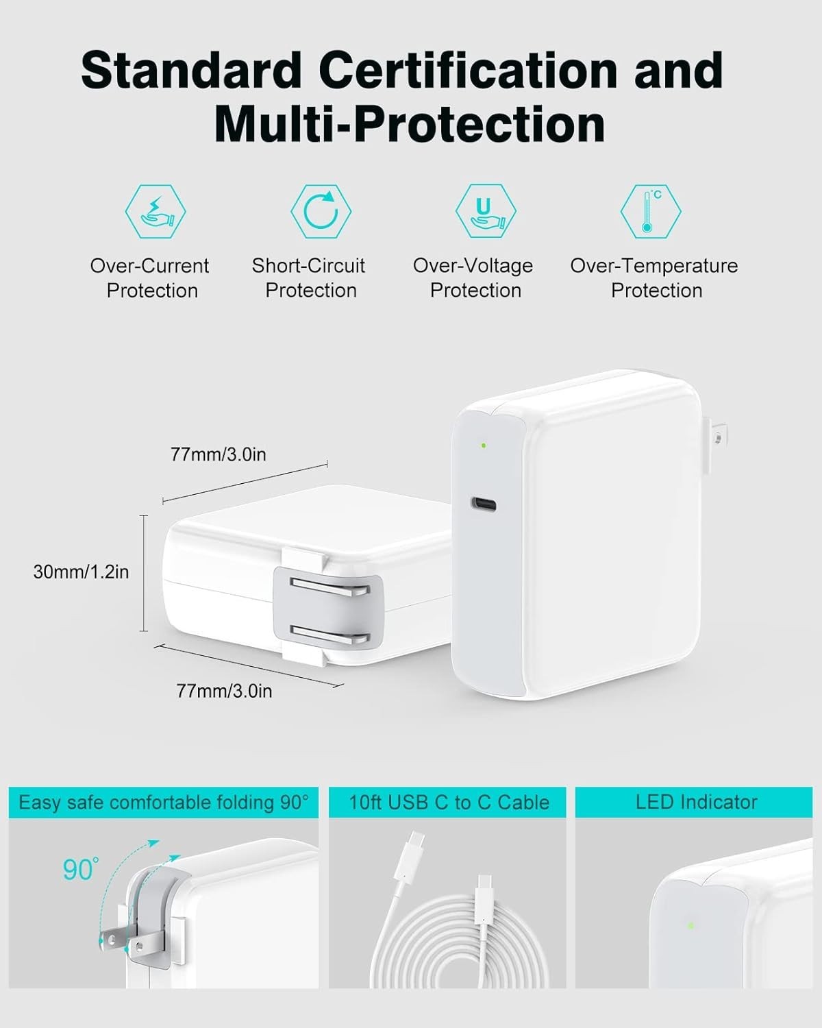 LED Indicator, Foldable Plug for Travel Convenience