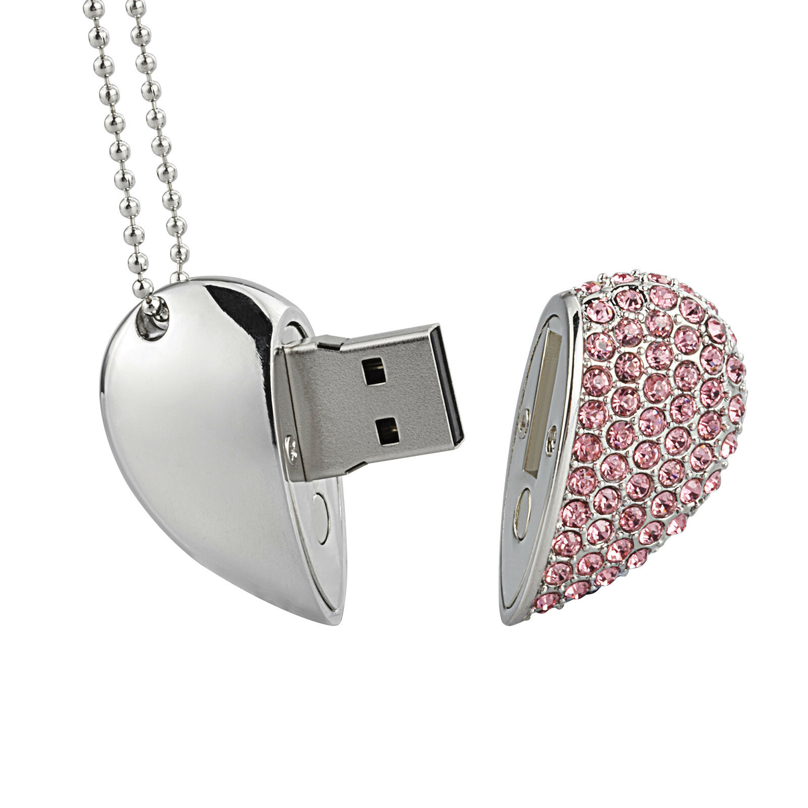 USB 2.0 Flash Drive Crystal Heart Shape Stick Pendant USB Memory Stick 32GB 64GB