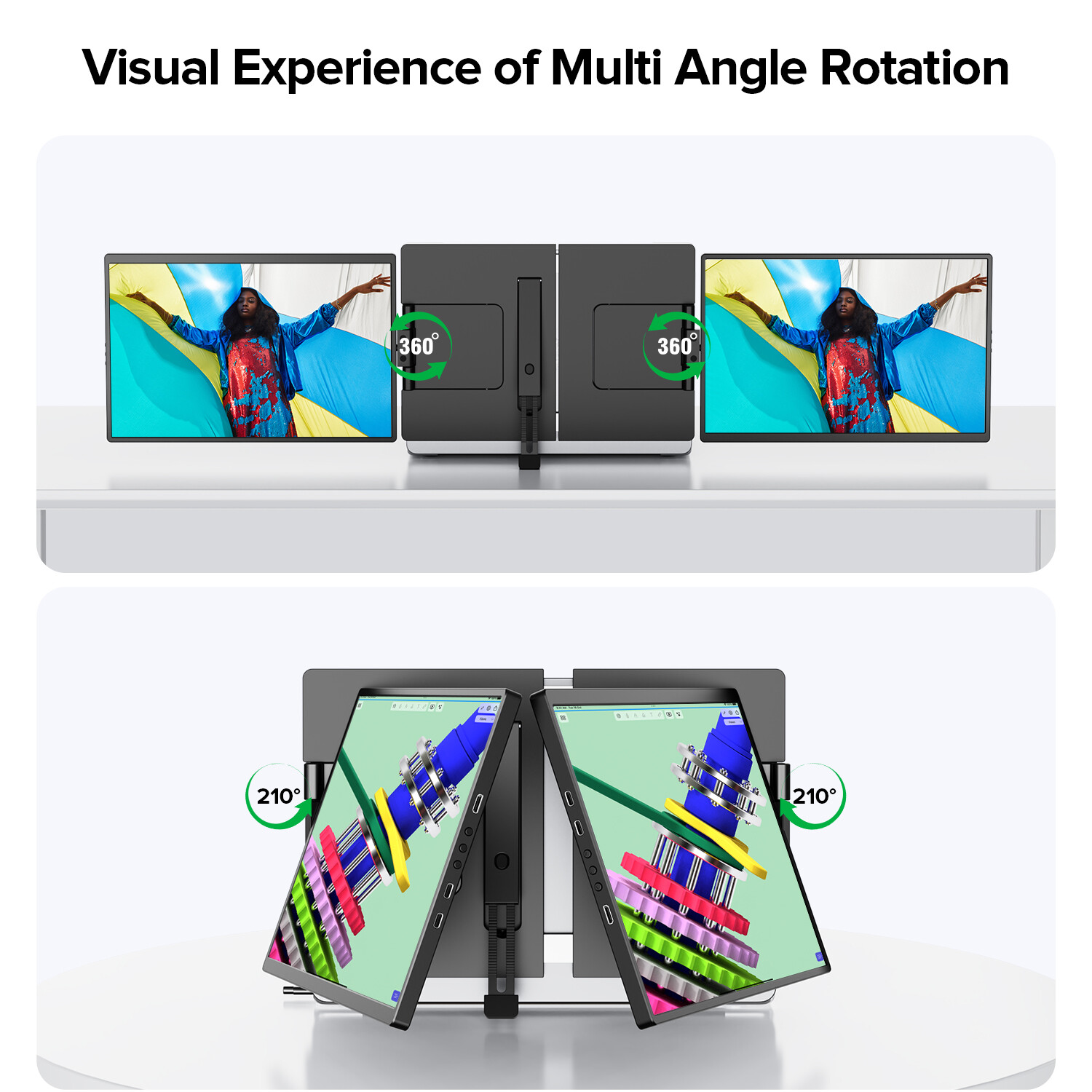 14 Inch 2K Tri-Screen Laptop Monitor Extender Triple Display Kompatibel mit Mac