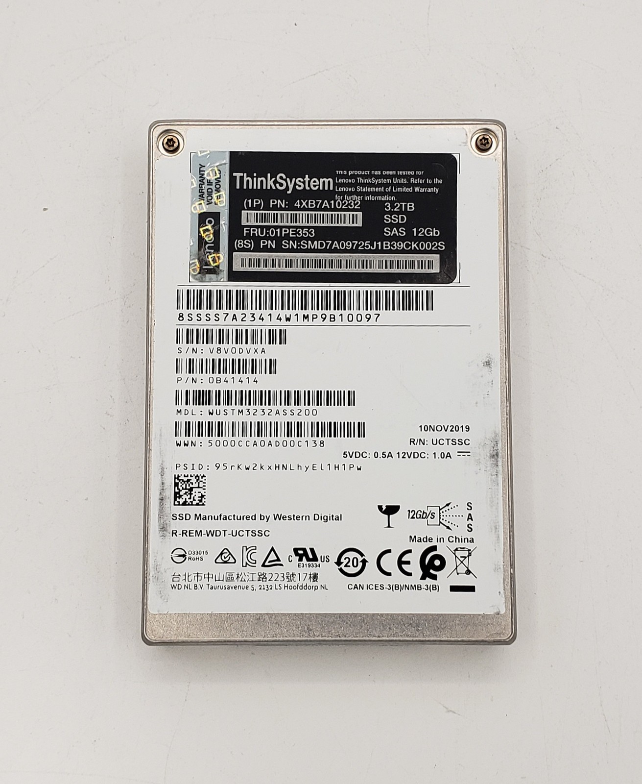 Western Digital Lenovo 3.2TB SAS 12GB/s 2.5in Solid State Drive WUSTM3232ASS200