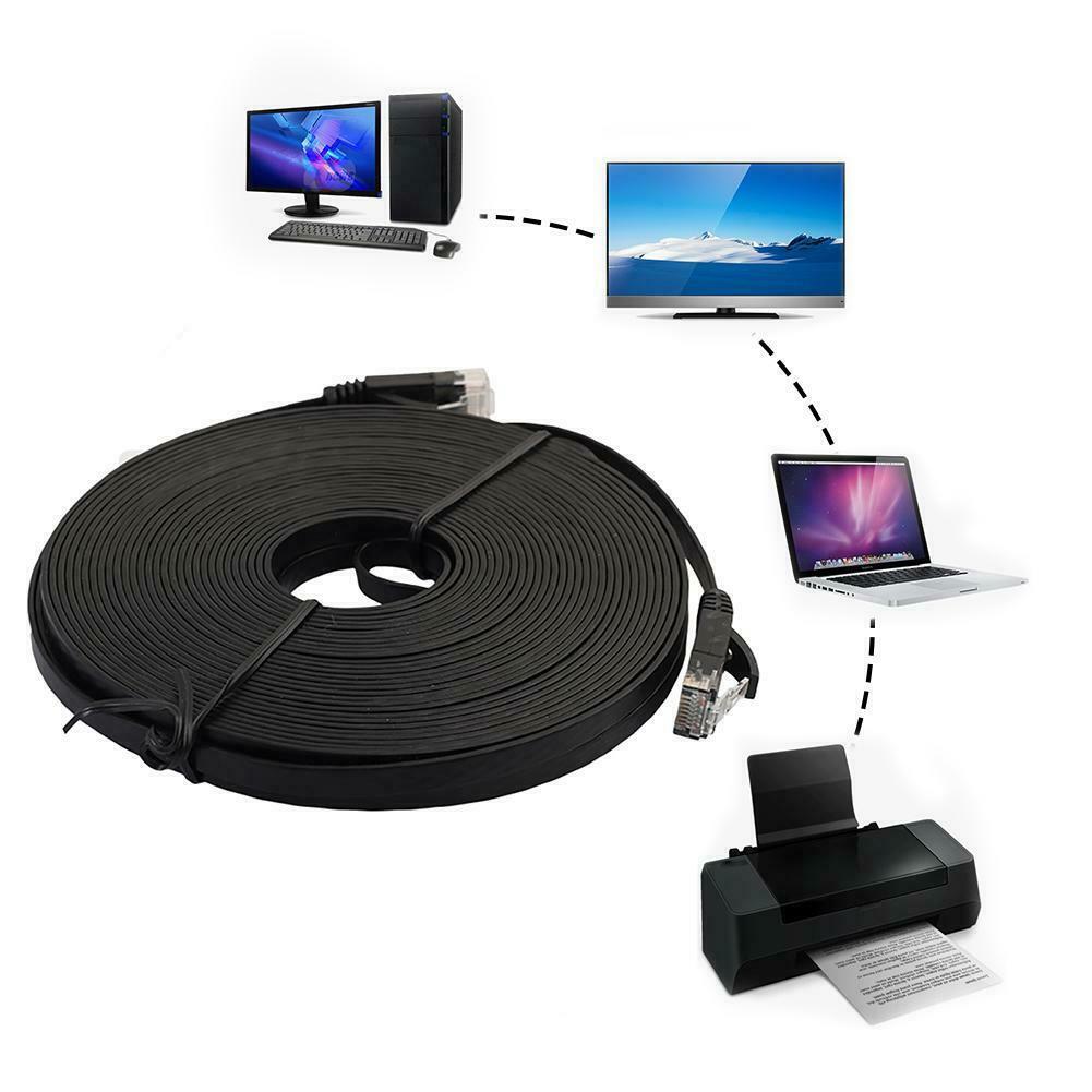RJ45 CAT6 Ethernet Network LAN Cable Cord Flat UTP Patch Router Modem 50FT 100FT
