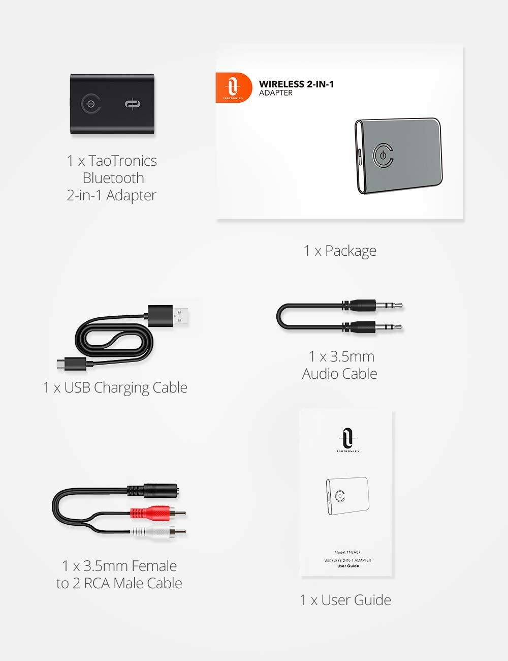 TaoTronics TT-BA07 Bluetooth 5.0 2-in-1 Transmitter and Receiver Wireless…