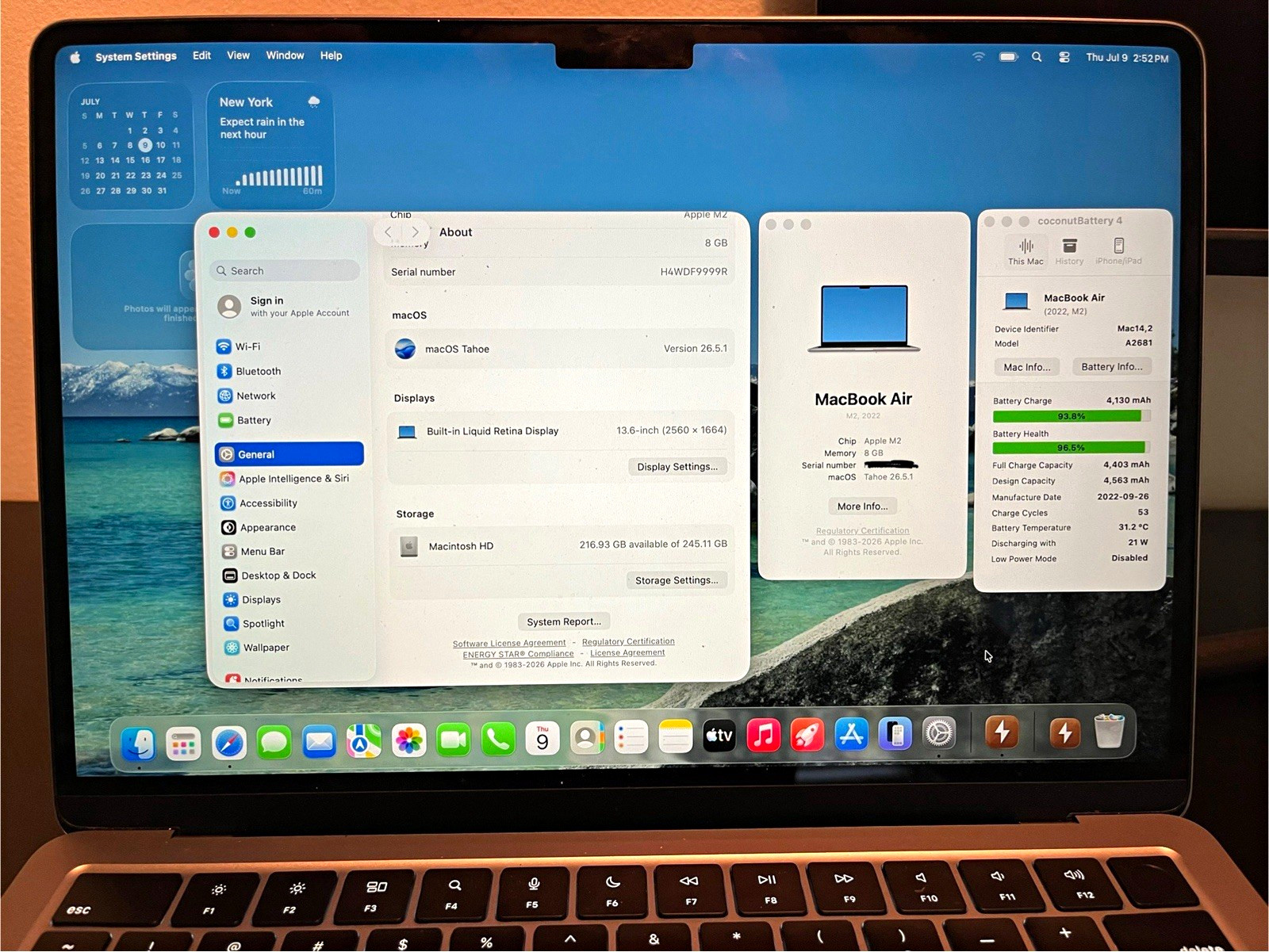 Apple MacBook Air 13.6″ (2022) M2 8GB 256GB SSD Silver WiFi BT Backlit