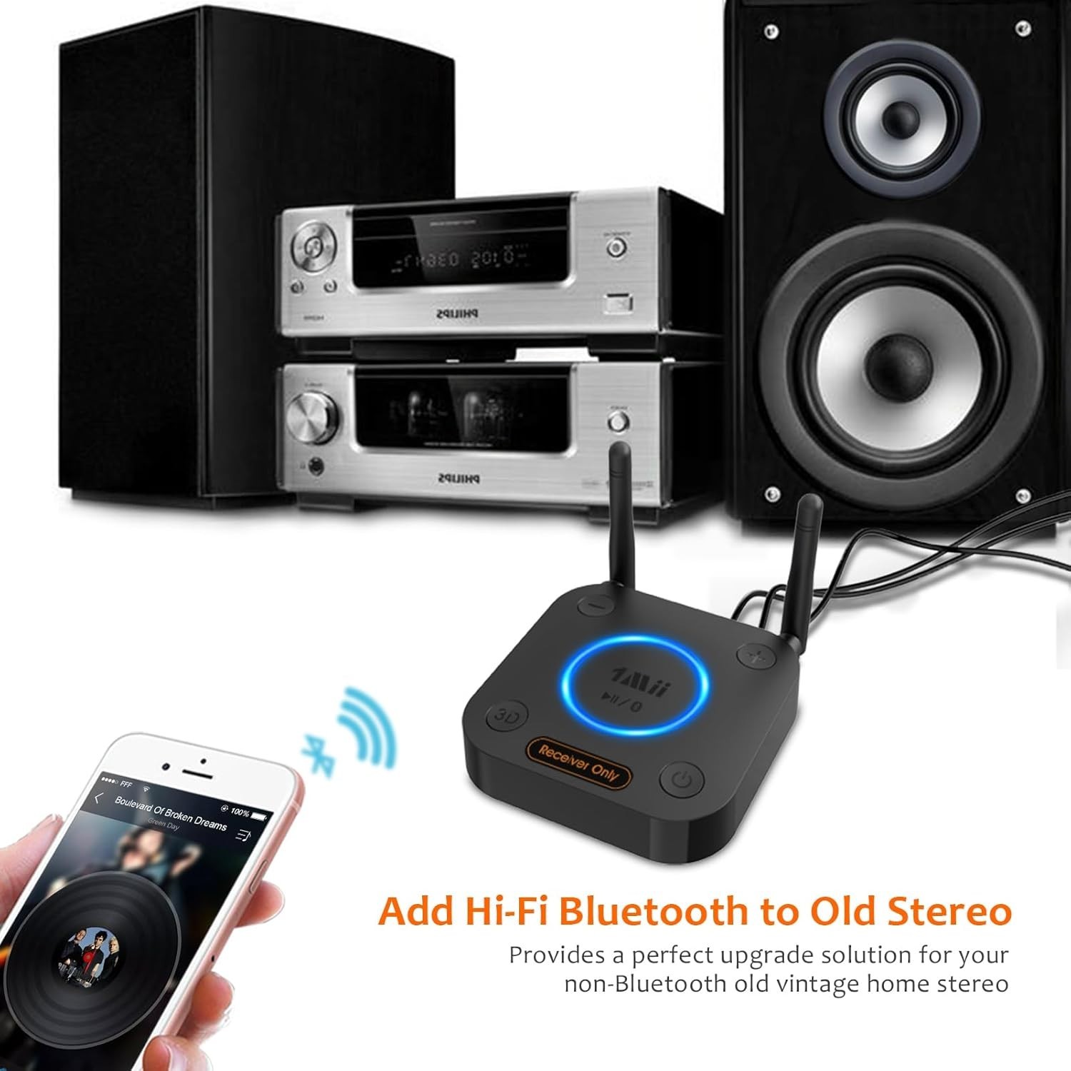 1Mii B06Pro Long Range Bluetooth Receiver aptX HD Optical RCA AUX 5.2