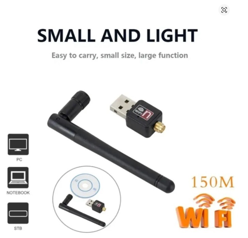 USB WiFi Adapter 150Mbps Wireless Network Card with 2dBi Antenna for PC Laptop