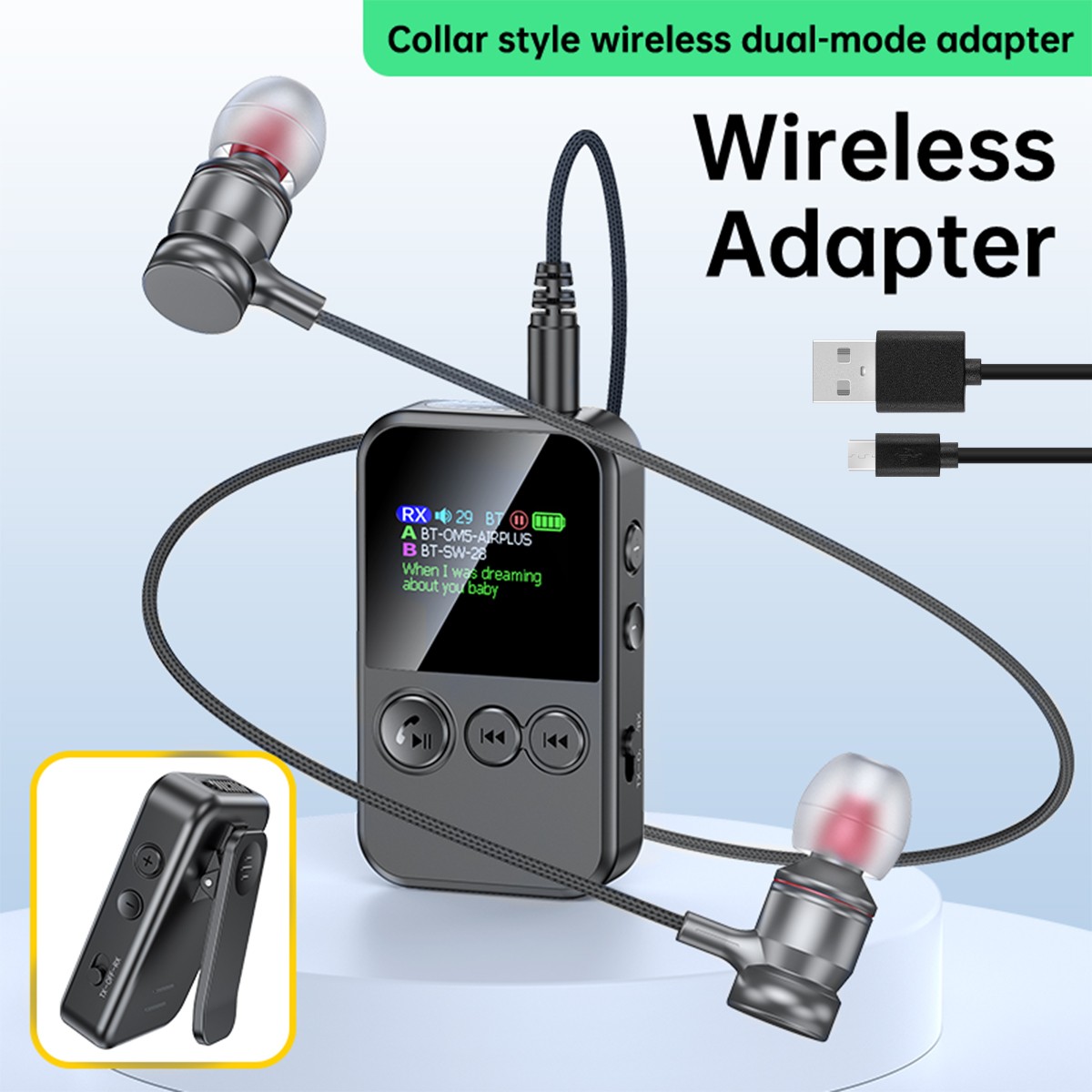 Wireless Adapter Bluetooth 5.4 Audio Transmitter Receiver 3.5MM AUX HiFi Music
