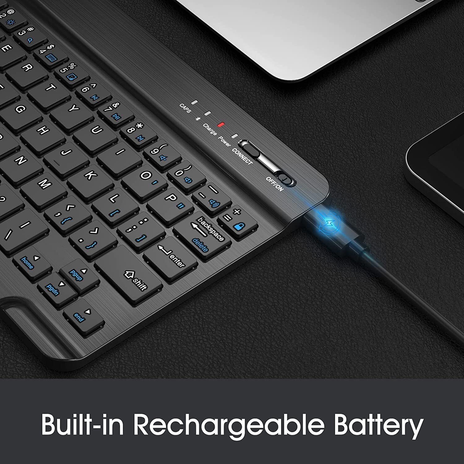 7-Inch Ultrathin (4mm) Wireless Bluetooth Keyboard for iPad Samsung Tablet, iOS