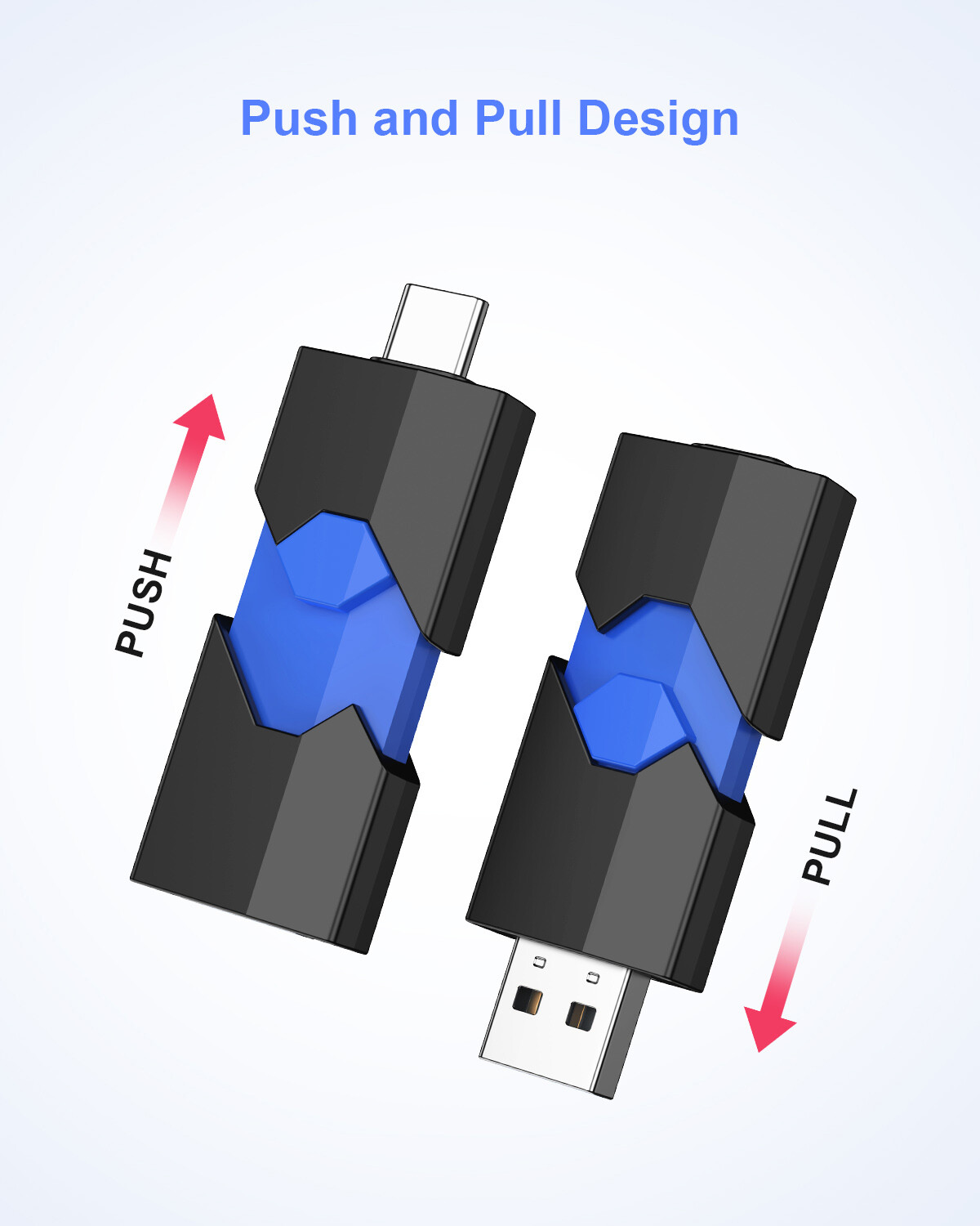 Kootion 32GB 64GB 128GB Retractable Type-C Flash Drive Memory Stick For Phone PC