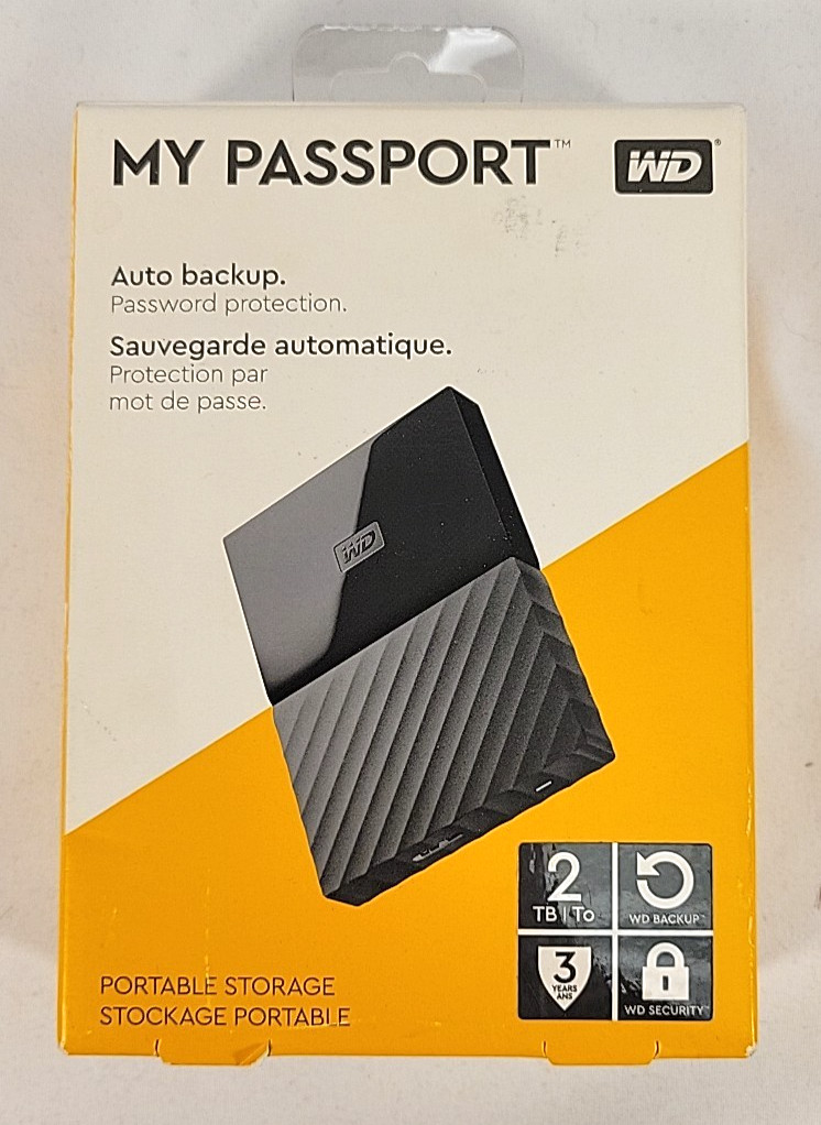 My passport 2 TB WD, Auto Backup,password Protection.