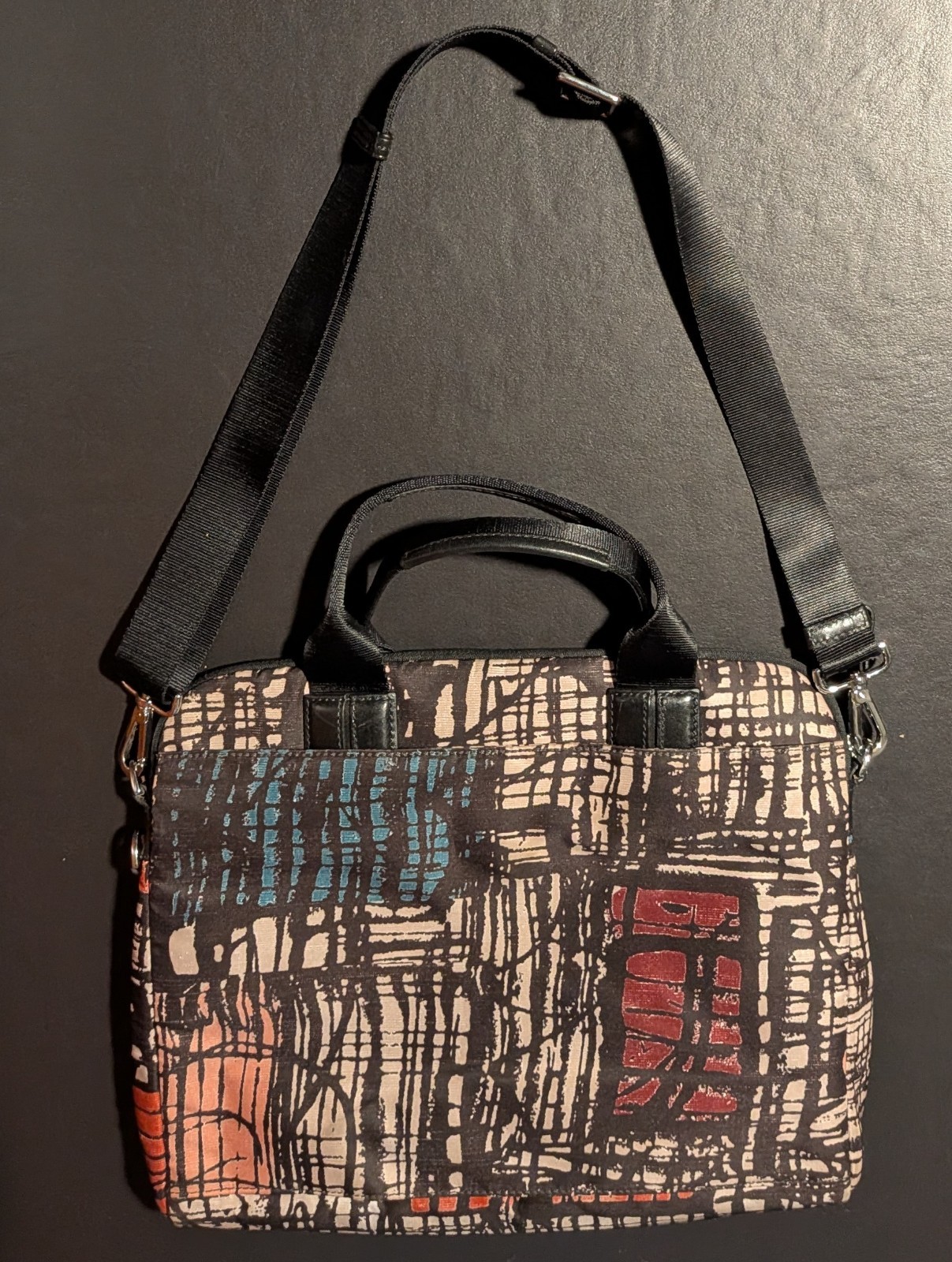 TUMI Abstract Pattern Laptop Bag Nylon Padded Compartments Removable Strap