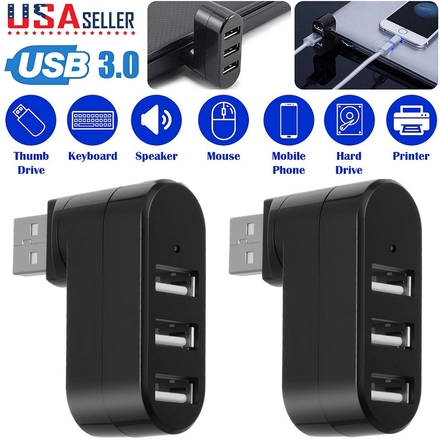2× 3 Port High Speed USB 3.0 Multi HUB Splitter Expansion Desktop PC Laptop lot