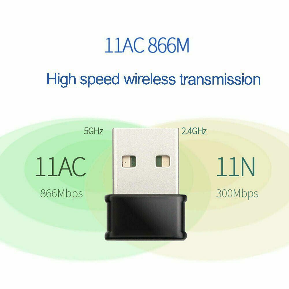Wireless Lan USB PC WiFi Adapter Network 802.11AC 1200Mbps Dual Band 2.4G / 5G
