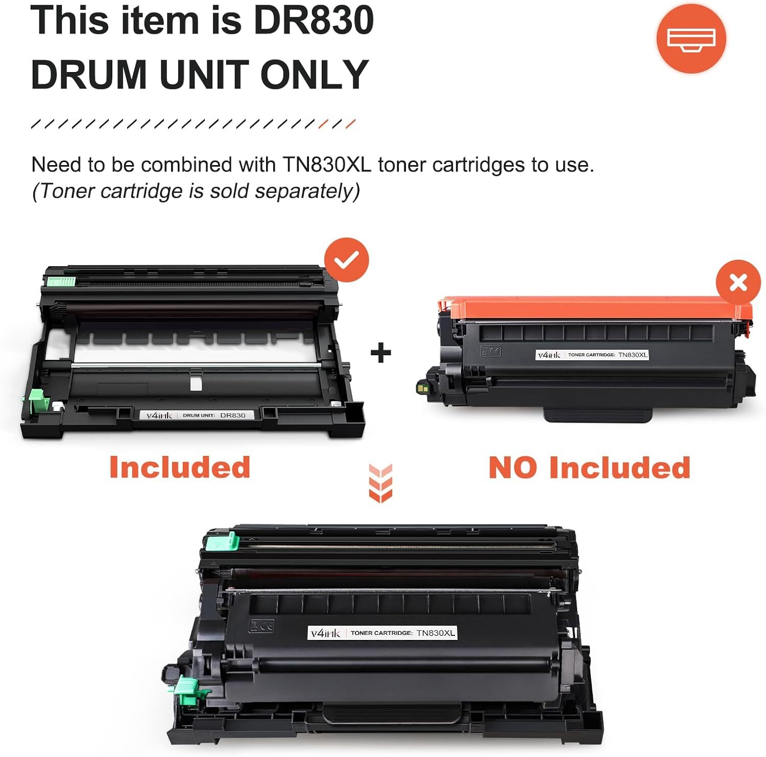 2PK DR830 DR-830 Drum Unit Compatible Brother DCP-L2640DW HL-L2400D HL-L2405W