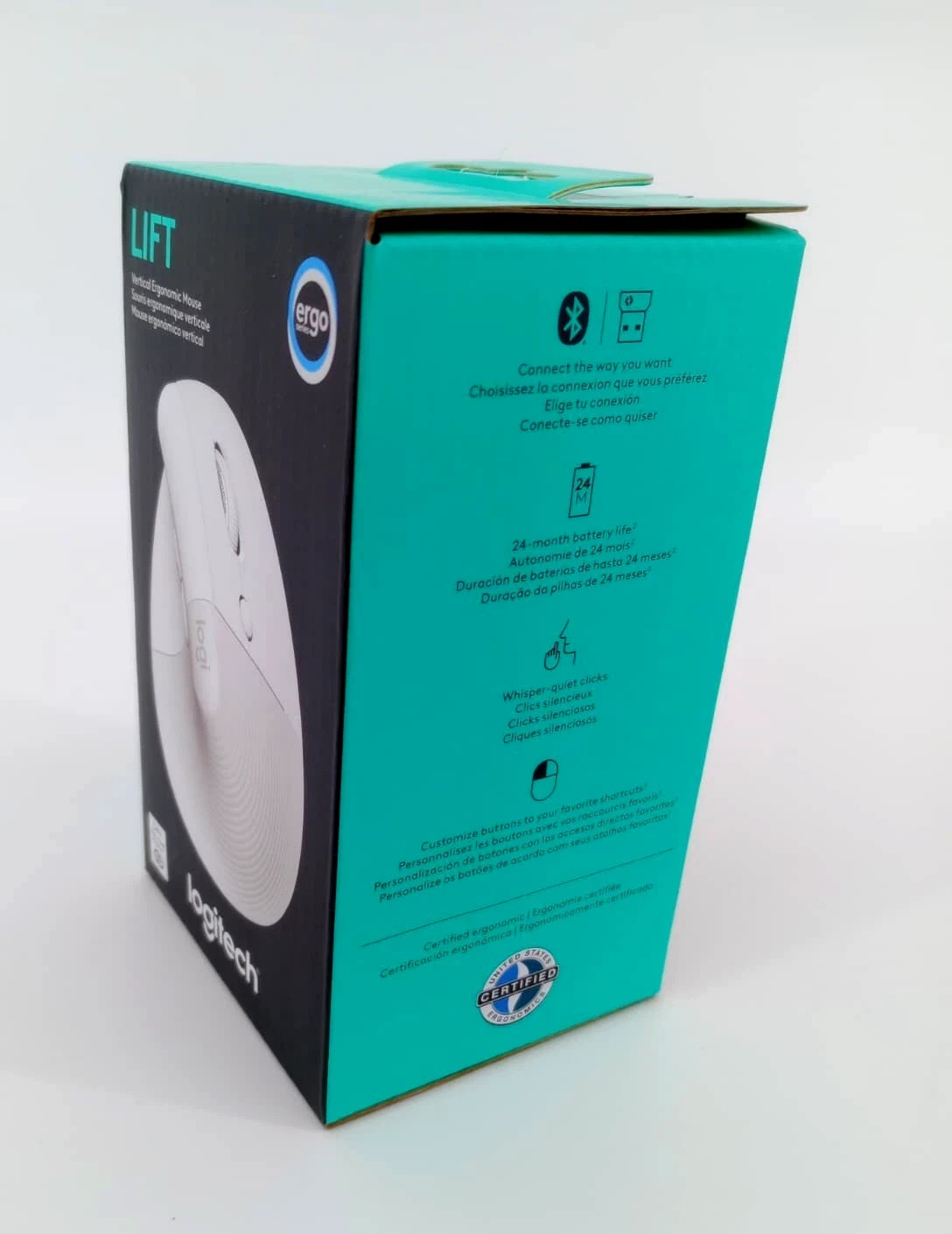 Logitech Lift Wireless Vertical Ergonomic Mouse White New Open box