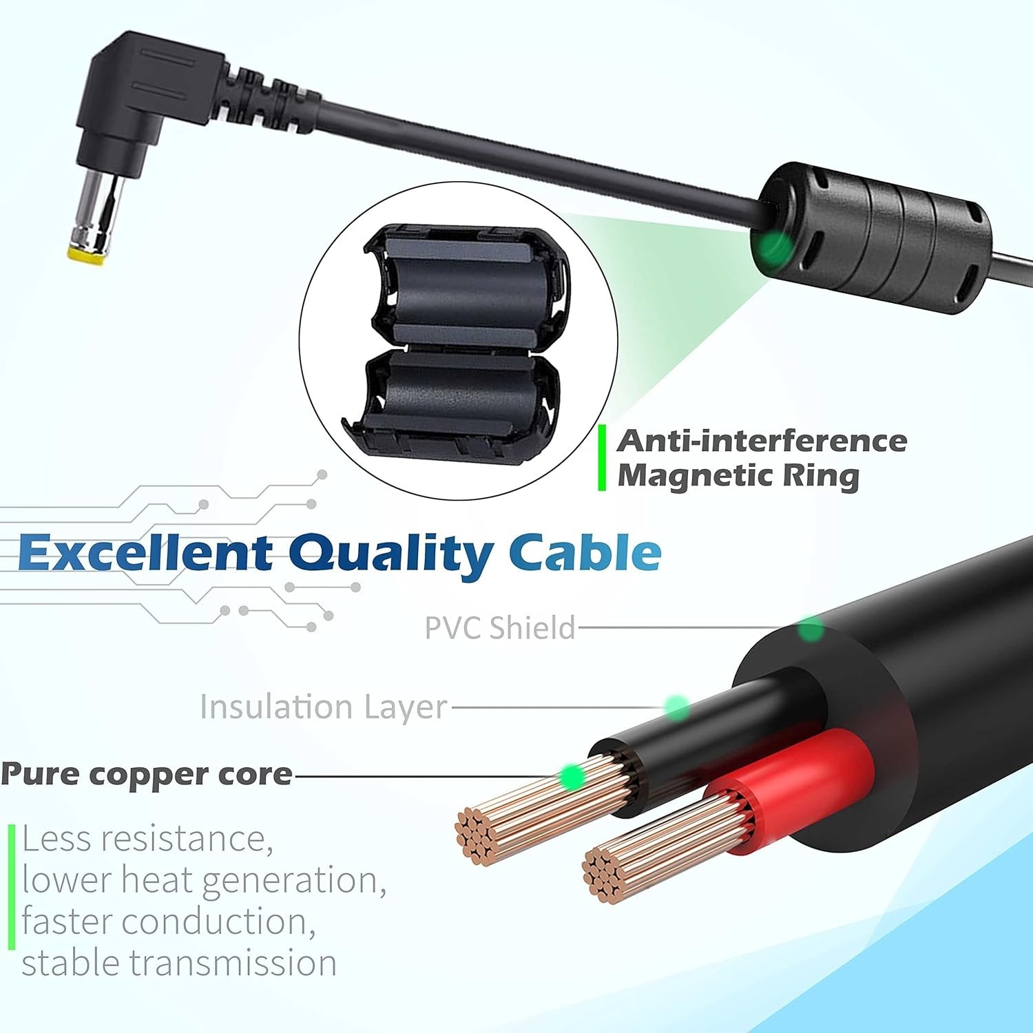 VH240A Power Cord for HP Monitor 27in 25in 24in 23in Adapter Charger