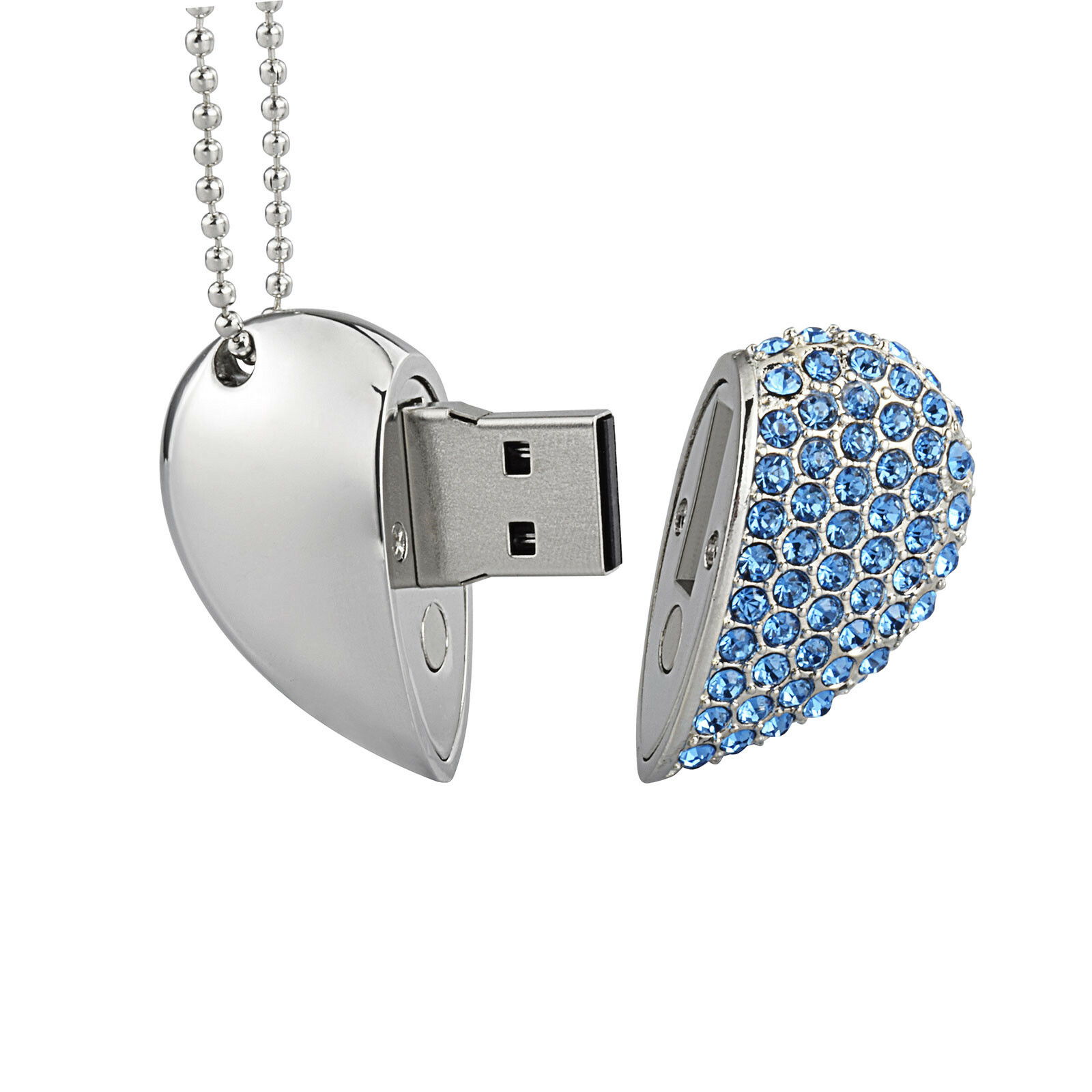 USB 2.0 Flash Drive Crystal Heart Shape Stick Pendant USB Memory Stick 32GB 64GB