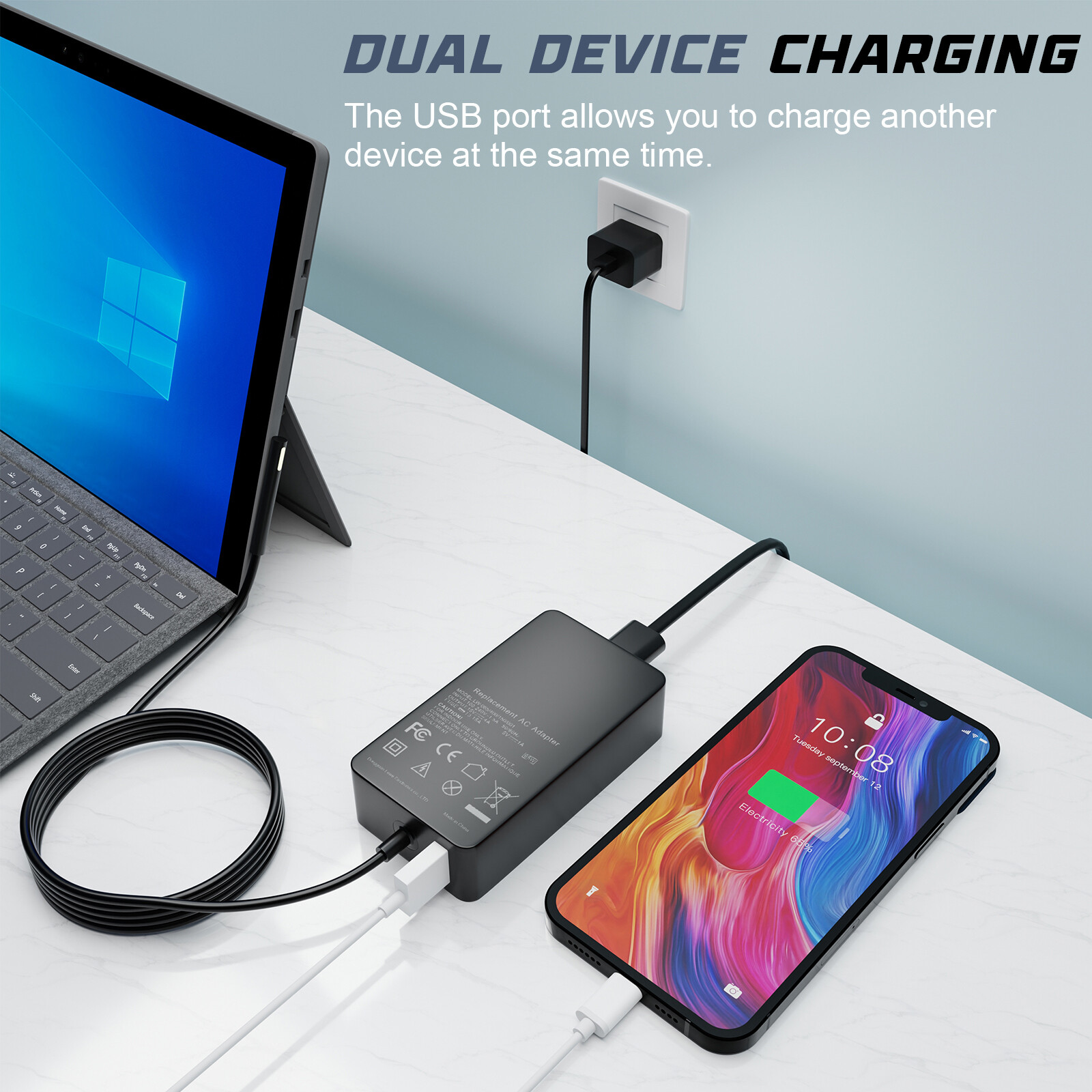 65W Adapter Charger For Microsoft Surface Pro 3/4/5/6/7/8/9/X Laptop 1/2/3 1706