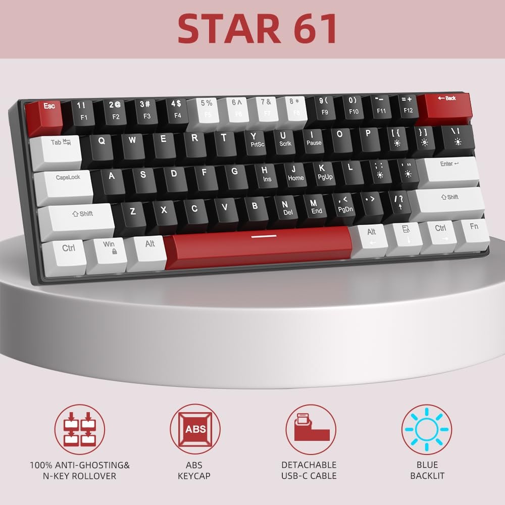 60% Mechanical Gaming Keyboard,Mixed Color Keycaps Gaming Keyboard with Linea…