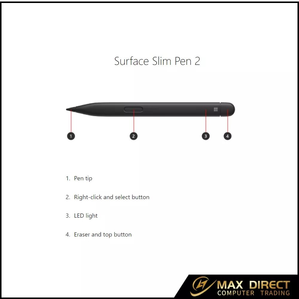 Microsoft Surface Slim Pen 2 – Matte Black- Surface Pro/Laptop/Book/Studio