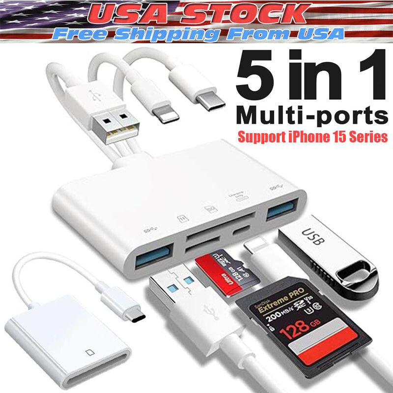 5 in 1 Memory Card Readers USB 3.0 OTG Adapter SD Card Readers For iPhone/iPad