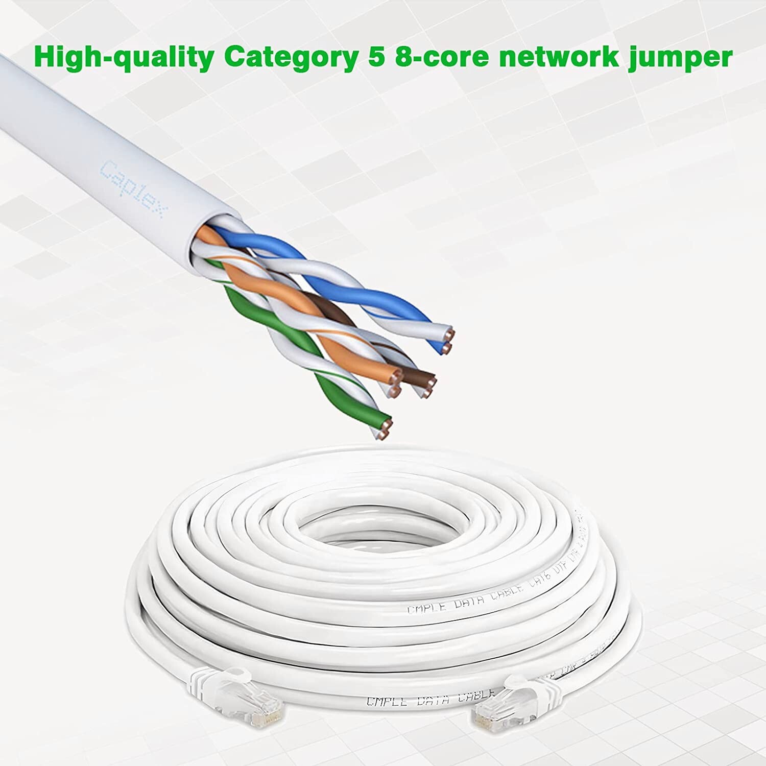 Cat5 e CAT5e Ethernet Cable RJ45 Network Internet Cord White Patch 6/10/60/100ft