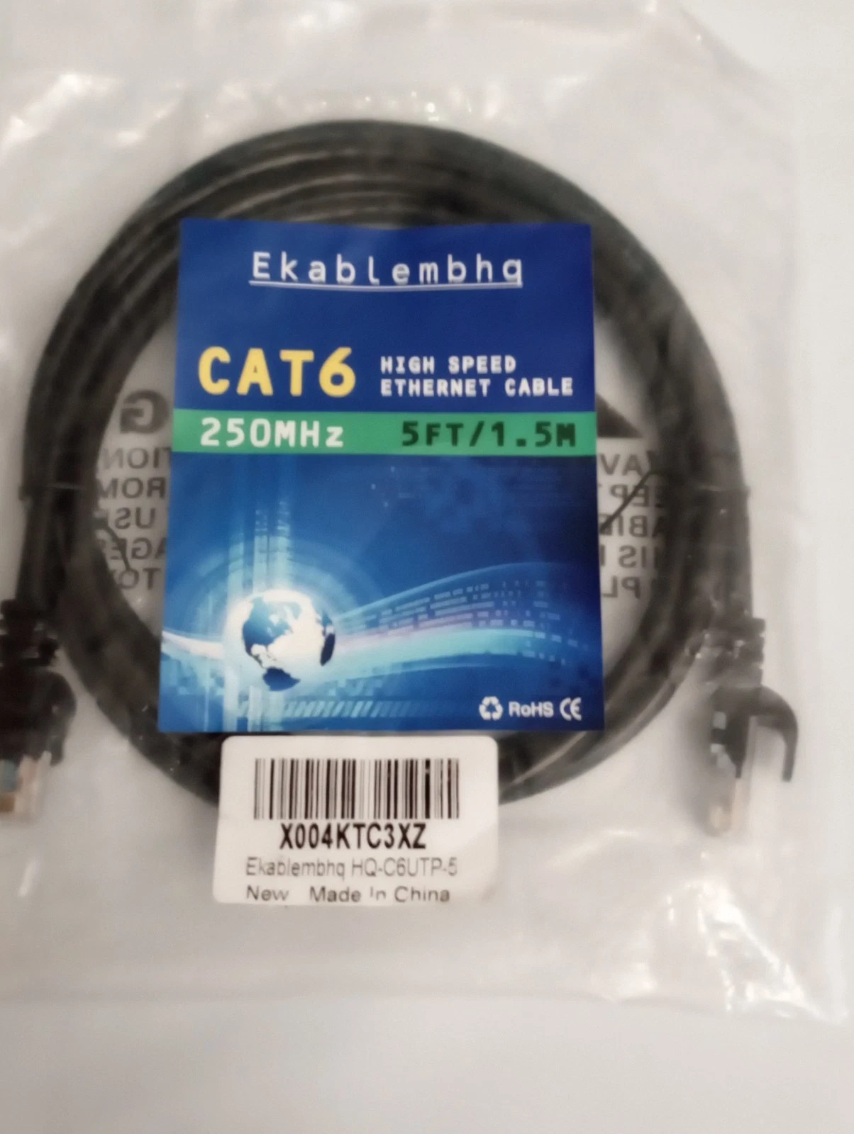 Cat-6 RJ45 Ethernet Patch Internet Cable – 5 Feet (1.5 Meters) Ekablemhq RJ45