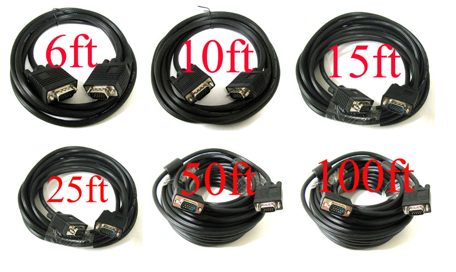 15 PIN Black SVGA SUPER VGA Monitor M/M Male To Male Cable CORD FOR PC TV Black