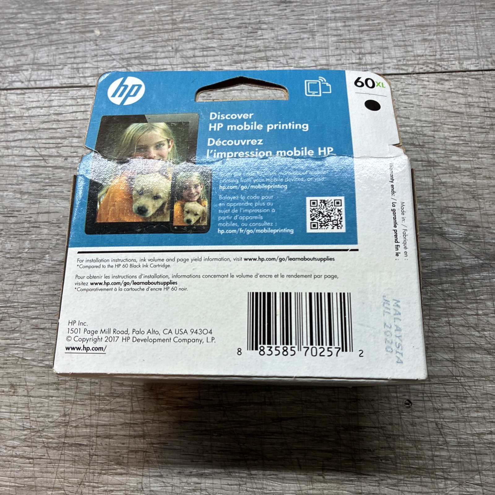 HP 60XL Black Ink OEM GENUINE Cartridge NEW Sealed Exp 07/2020