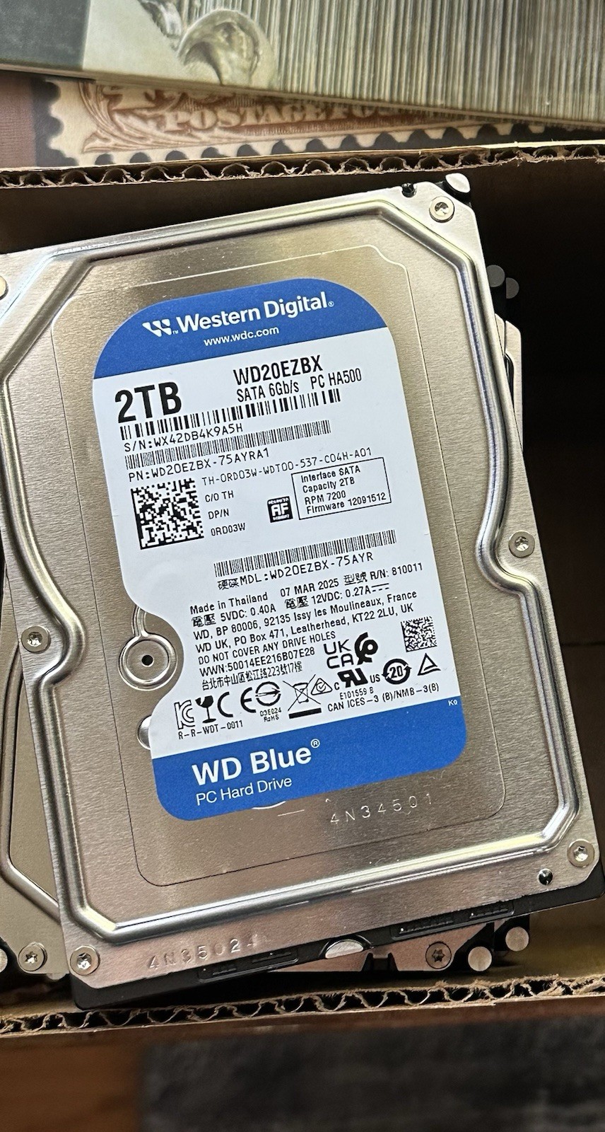 Western Digital WD Blue 2TB 3.5” SATA HDD WD20EZBX 7200RPM PC Hard Drive