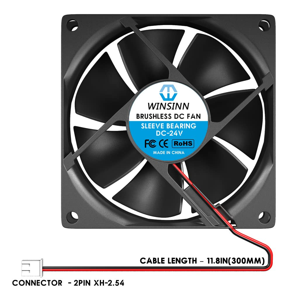 DC 80Mm Fan 24V 8025 Sleeve Bearing Brushless Cooling 80Mmx25Mm 2PIN (Pack of 2P