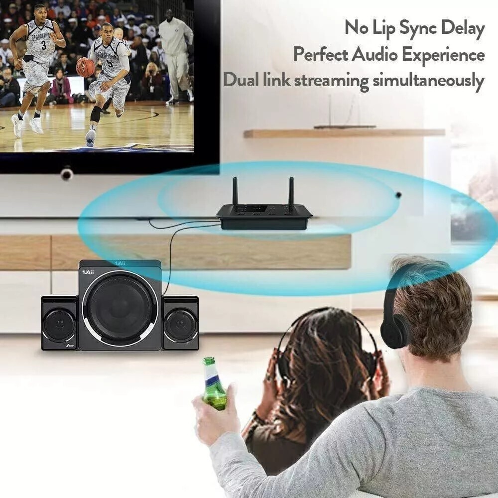 Bluetooth 5.3 Transmitter Receiver Long Range For TV Home Stereo Audio Adapter