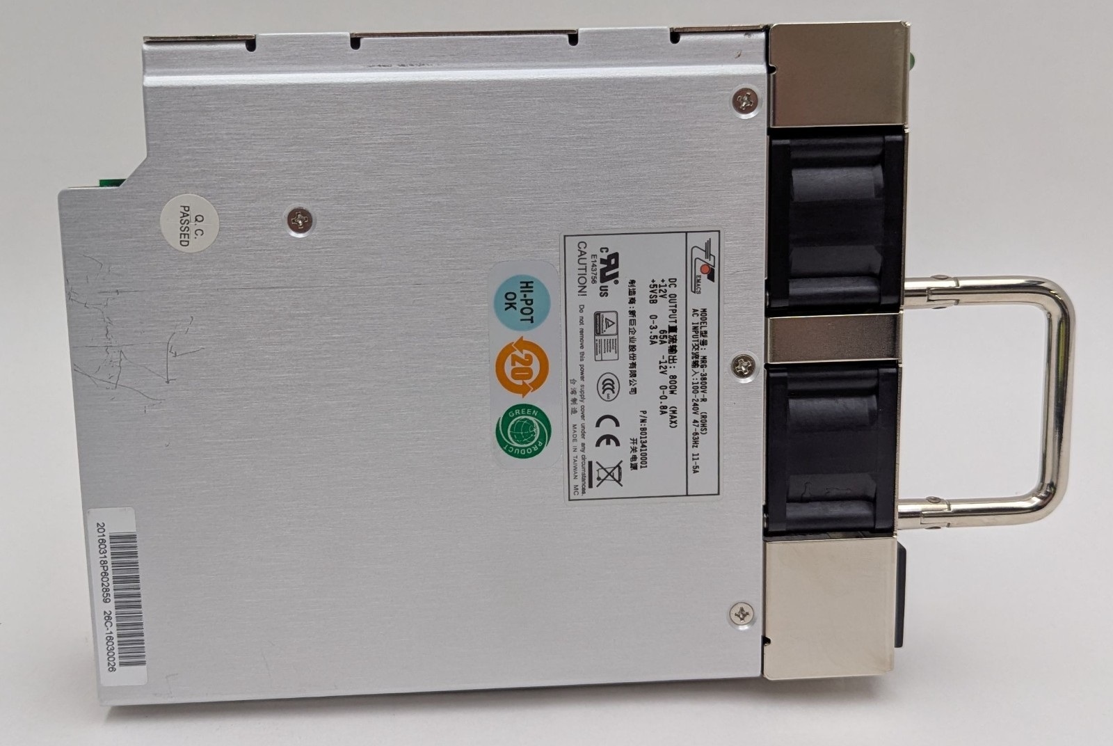 EMACS Zippy MRG-3800V-R 800W Redundant Hot Swap Server Power Supply +12V Centric