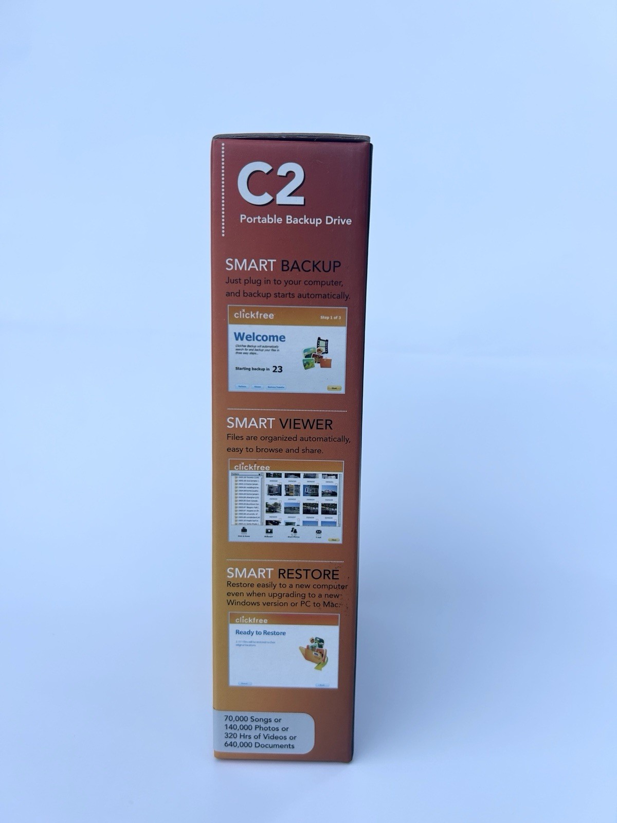 Clickfree C2 320GB Portable External HDD USB 2.0 Black Password Protection