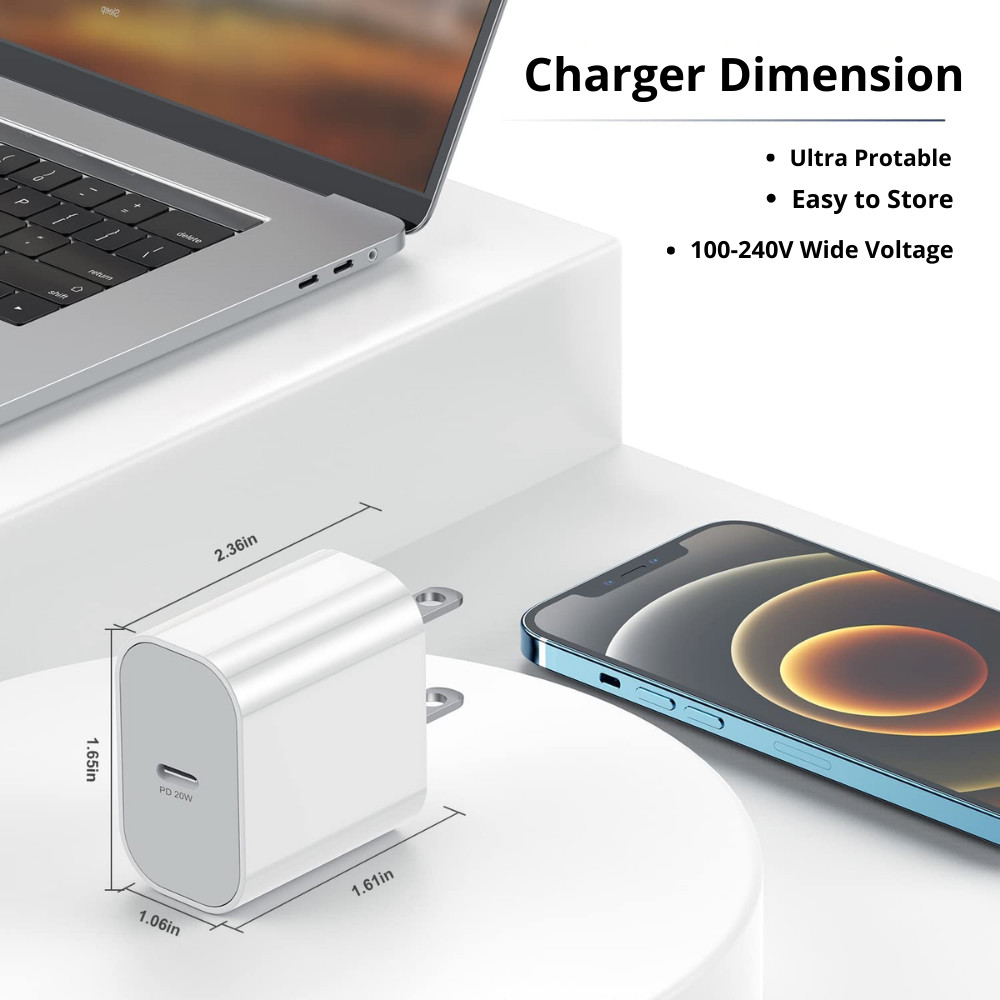 Wholesale 20W Fast Charger Adapter USB-C PD Cable For iPad iPhone 14 13 12 11 XR
