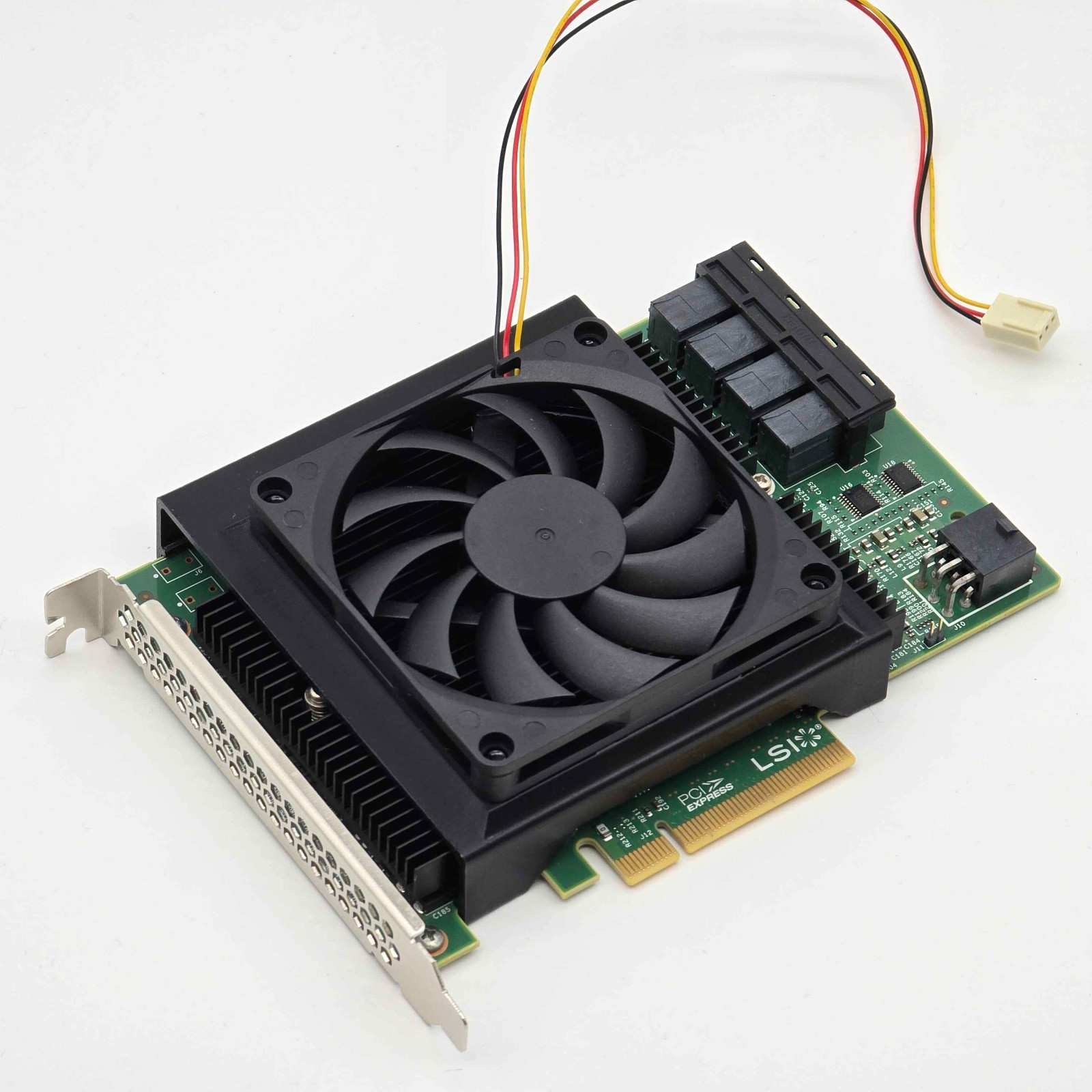 LSI 9300-16i SAS HBA 80 mm Cooling Fan Included + Shroud All-In-One Cooler Kit