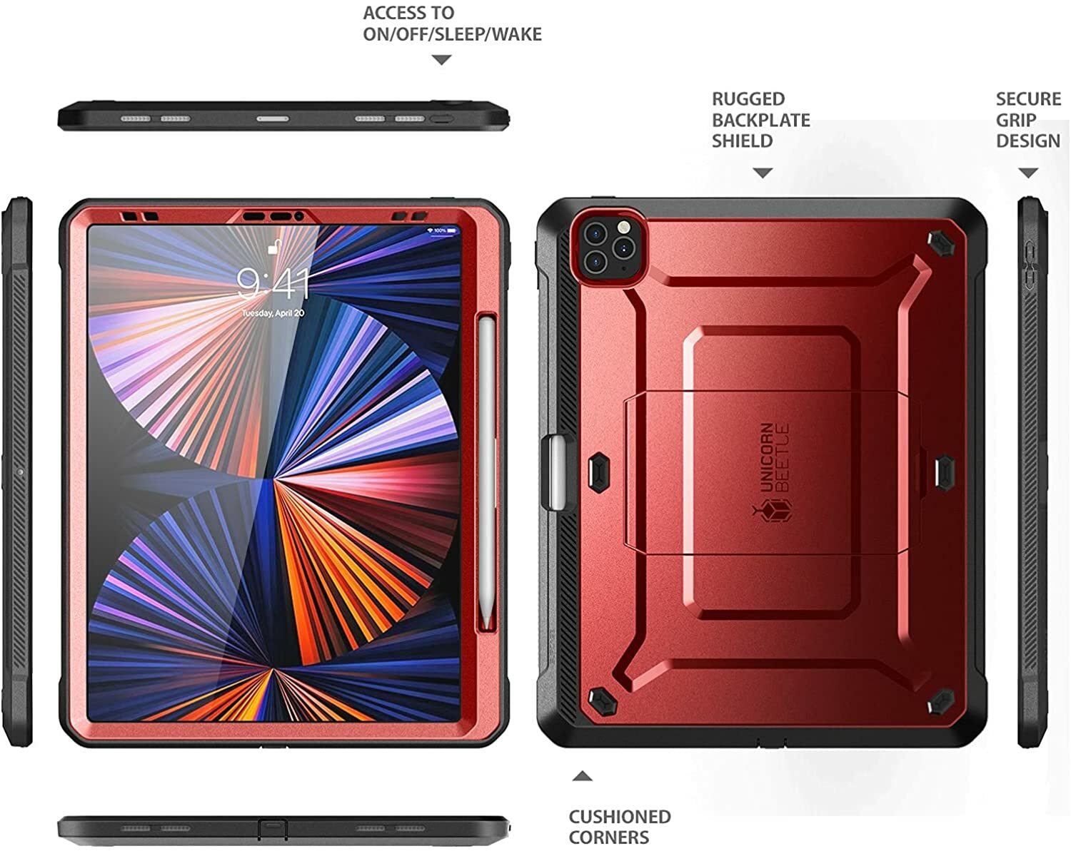 For iPad Pro 12.9″ 11″ (2022-2018 Release) SUPCASE Rugged Case 360 Screen Cover